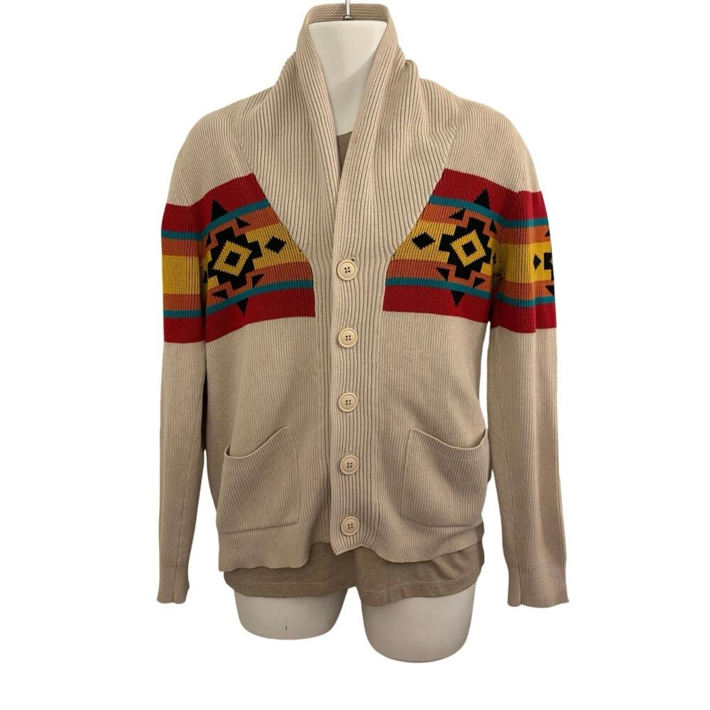 Vintage 21 Men Aztec Cotton Cardigan. Size Large